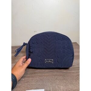 Vera Bradley Cosmetic Bag Quilted Navy Blue Travel Pouch One Size